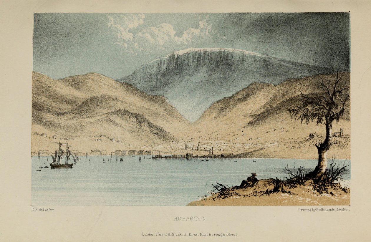 هوبارتون ، لوحة ألوان مائية رسمها روبرت إلويس (1819–1878) ، رجل بريطاني شاب ثري من نورفولك بواسطة روبرت الويس