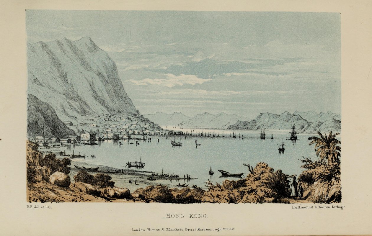 هونغ كونغ ، لوحة ألوان مائية رسمها روبرت إلويس (1819-1878) ، رجل بريطاني شاب ثري من نورفولك بواسطة روبرت الويس