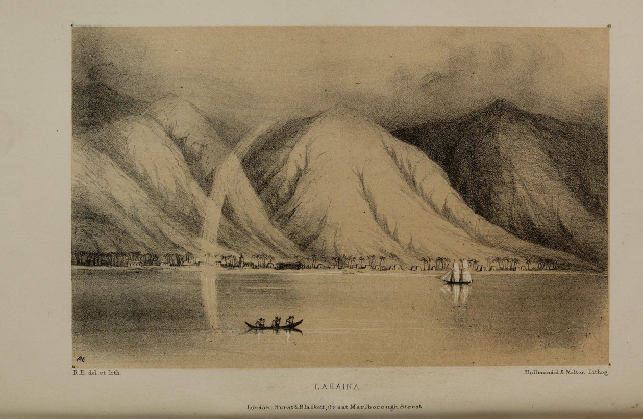 لاهاينا ، لوحة ألوان مائية رسمها روبرت إلويس (1819–1878) ، رجل بريطاني شاب ثري من نورفولك بواسطة روبرت الويس