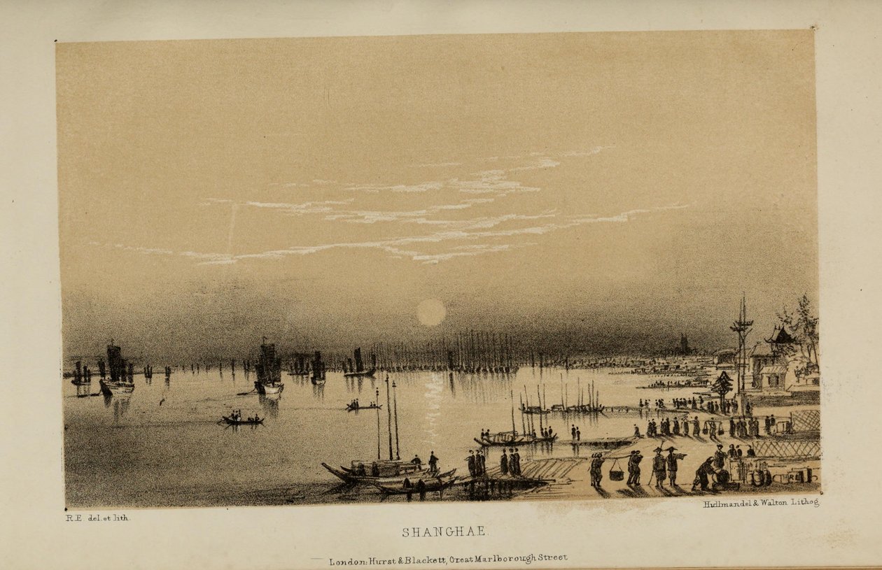 شانغهاي ، لوحة ألوان مائية رسمها روبرت إلويس (1819-1878) ، رجل بريطاني شاب ثري من نورفولك بواسطة روبرت الويس
