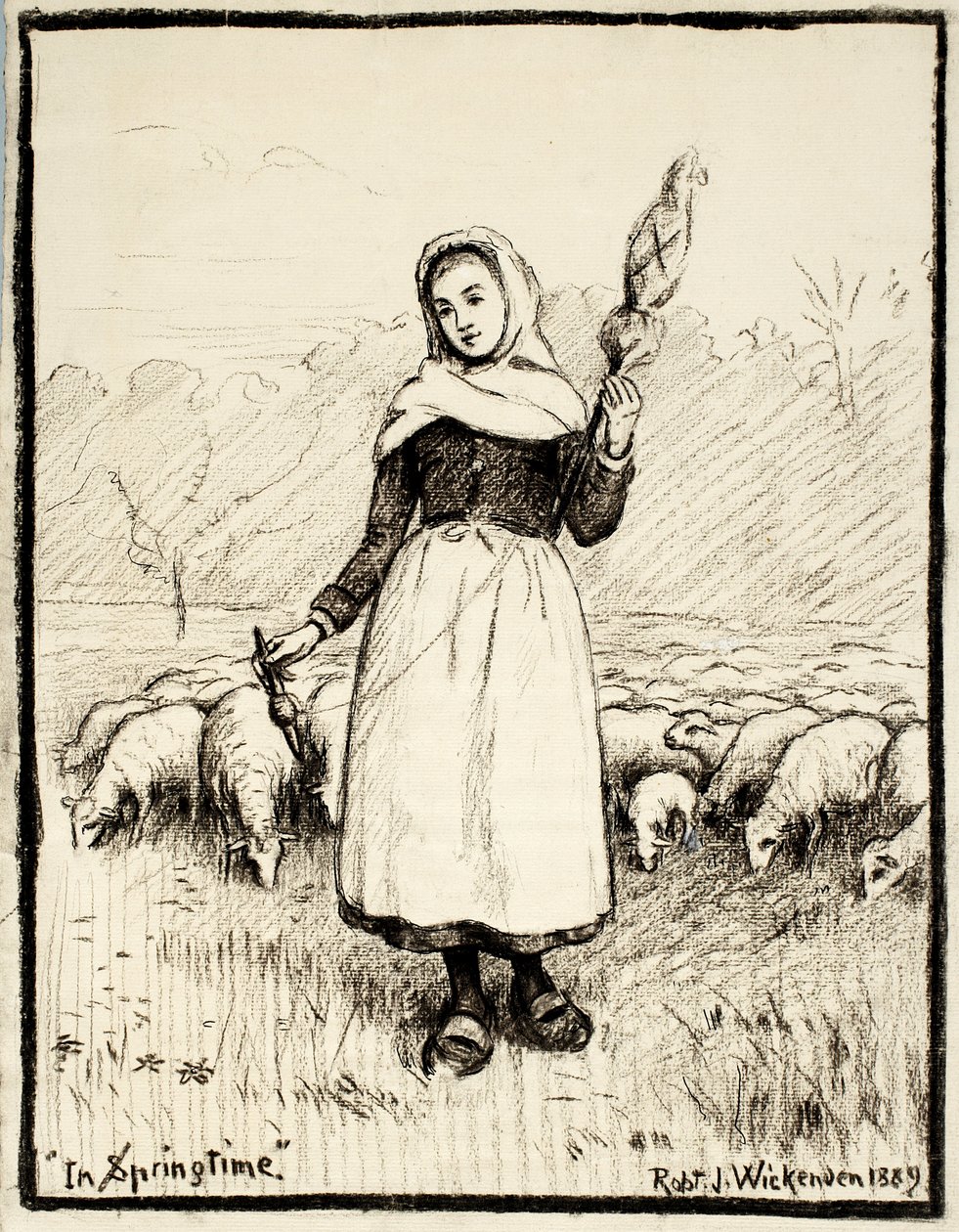 في الربيع ، 1889 (فحم وقلم وحبر مع تصحيحات بيضاء على ورق مطلي بالكريم) بواسطة روبرت جيه ويكندن