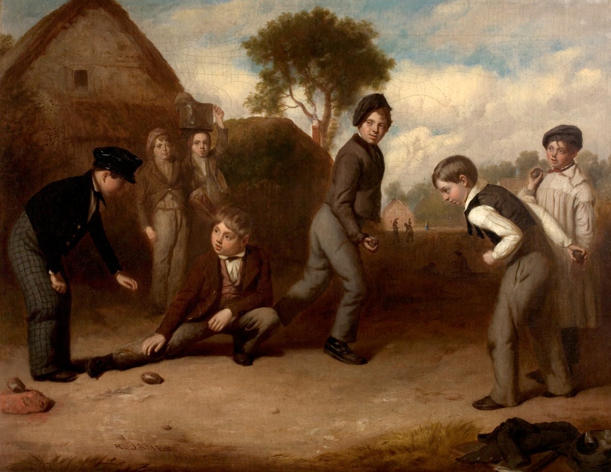 الأولاد يلعبون داكستون ، c.1845 بواسطة روبرت جيمس