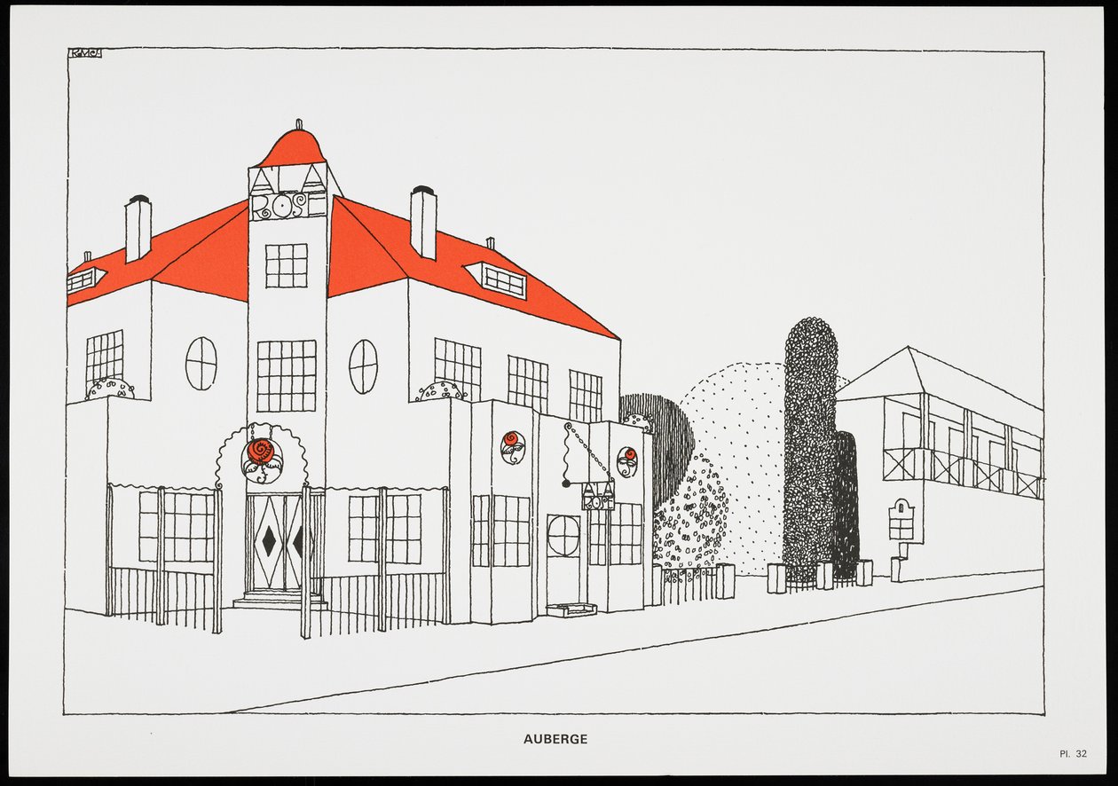 Auberge ، من Une Cite Moderne ، رسومات من قبل روب ماليت ستيفنز المعماري ، 1987 (منشور) بواسطة روبرت ماليت ستيفنز