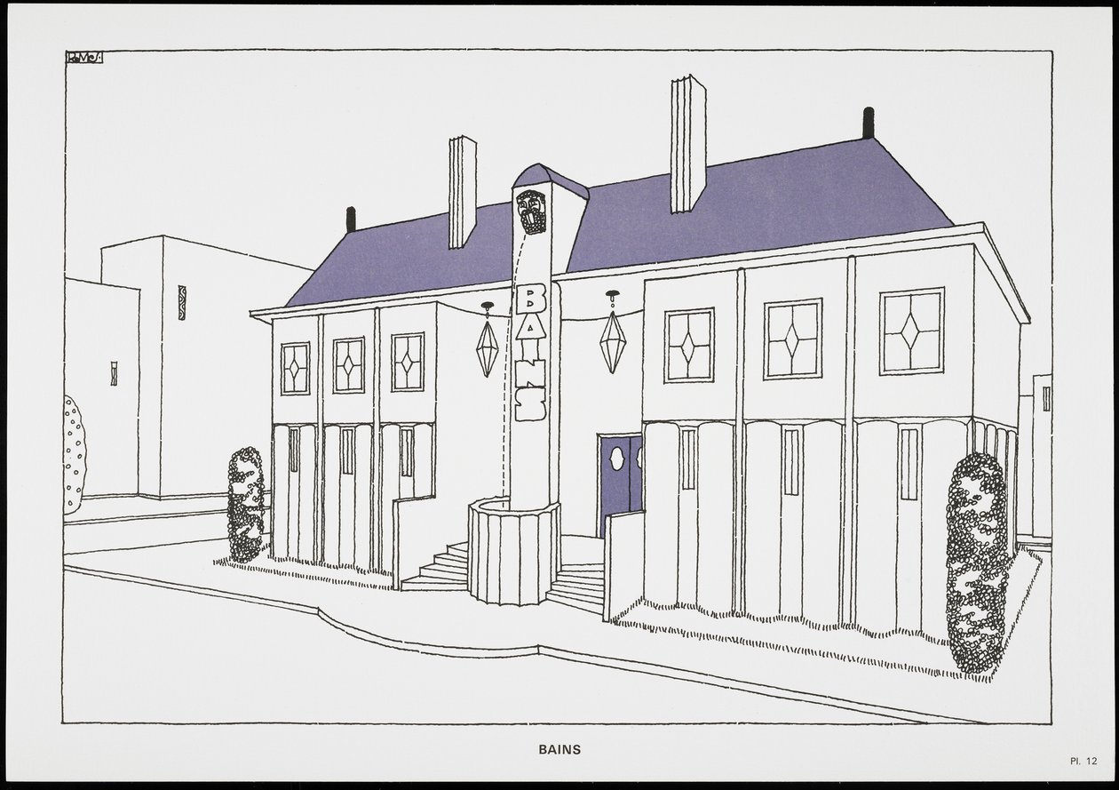 باينز ، من Une Cite Moderne ، رسومات من قبل روب ماليت ستيفنز المهندس المعماري ، 1987 (منشور) بواسطة روبرت ماليت ستيفنز