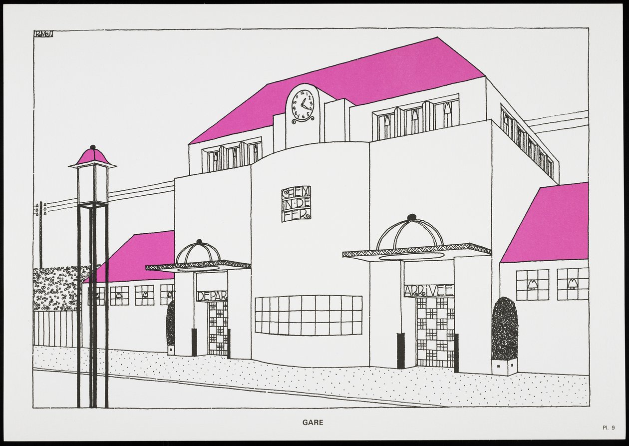غار ، من Une Cite Moderne ، رسومات من قبل روب ماليت ستيفنز المهندس المعماري ، 1987 (منشور) بواسطة روبرت ماليت ستيفنز