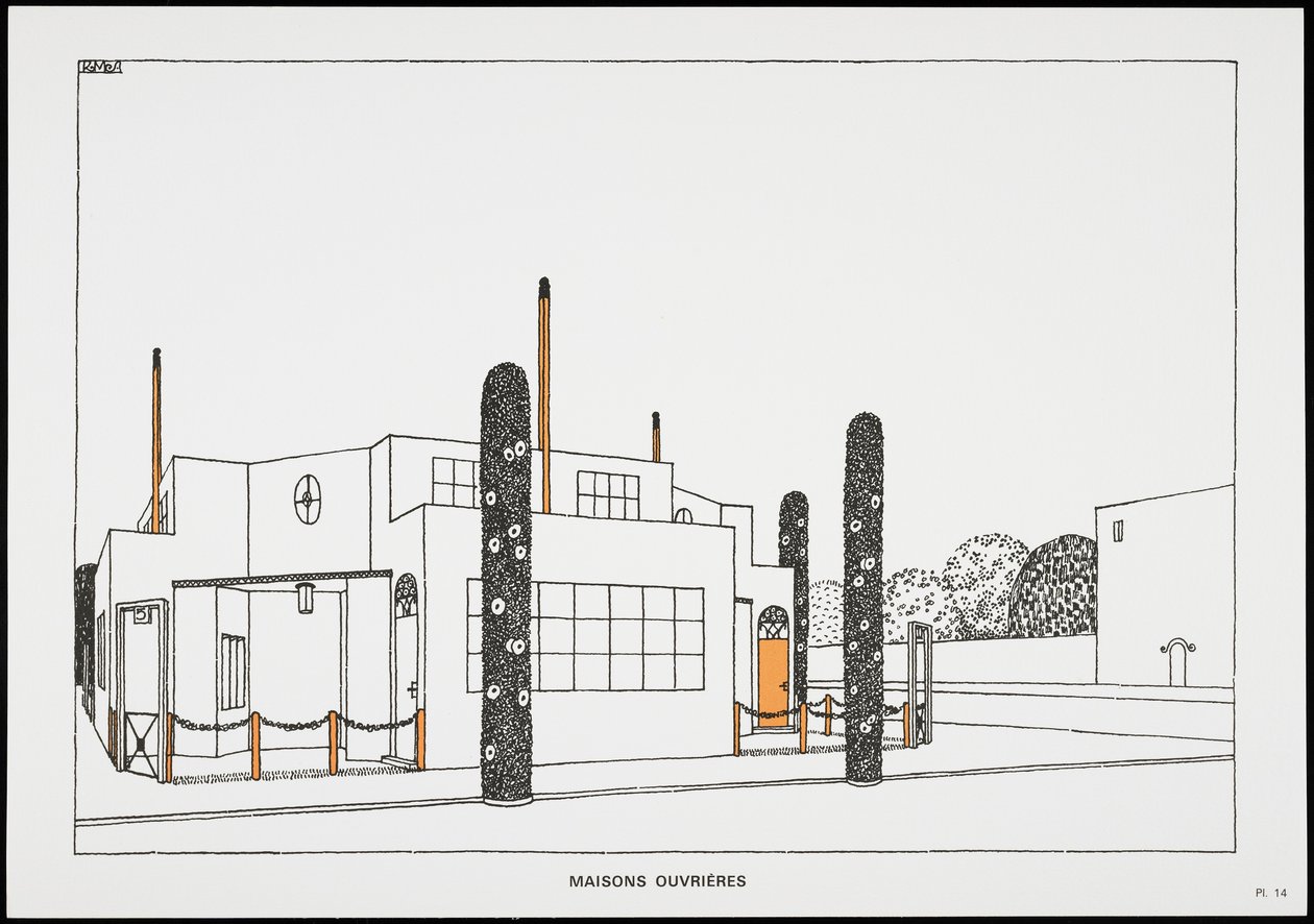 Maisons Ouvrières ، من Une Cite Moderne ، رسومات لـ Rob Mallet-Stevens Architect ، 1987 (منشور) بواسطة روبرت ماليت ستيفنز