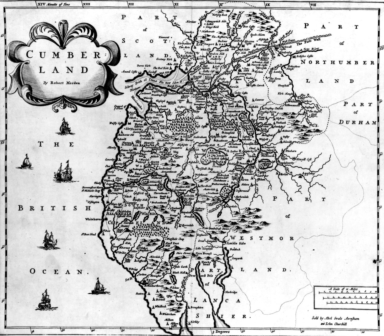خريطة كمبرلاند ، c.1695 بواسطة روبرت موردن