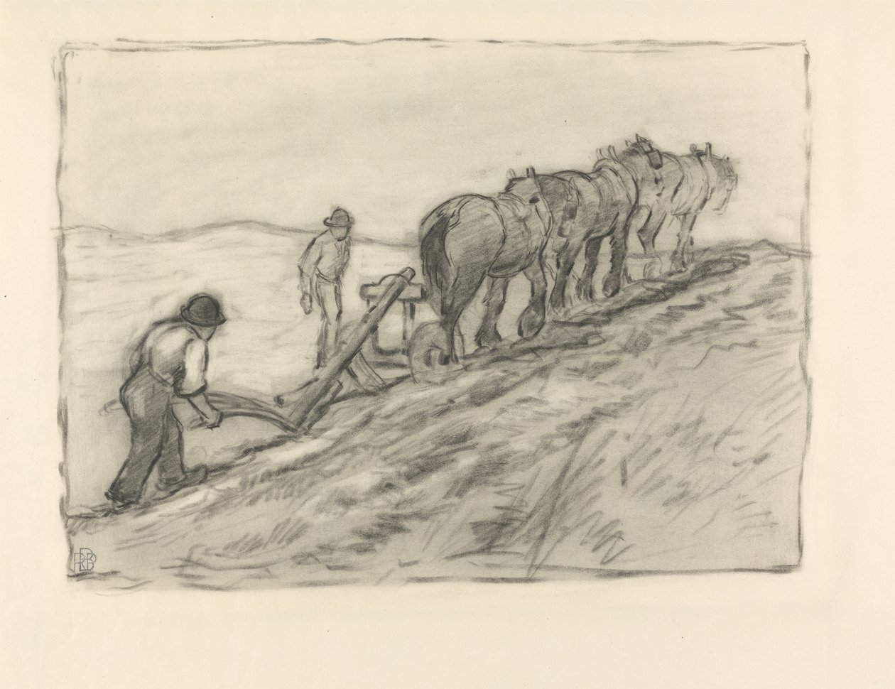 حرث التلال ، c.1905 (تلوين أسود على ورق) بواسطة روبرت بولهيل بيفان