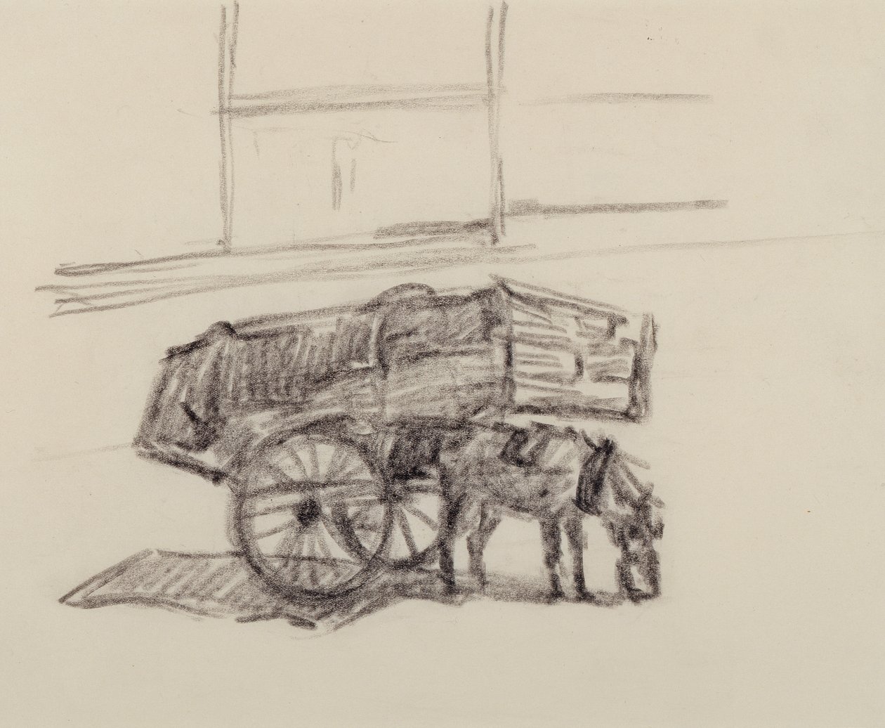دراسة لـ Hay Carts ، سوق كمبرلاند ، c.1915 (تلوين على الورق) بواسطة روبرت بولهيل بيفان