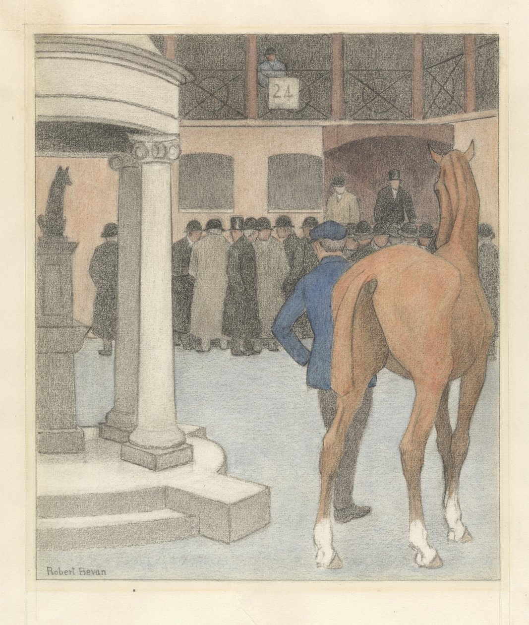 The Bayhorse ، Tattersalls ، 1921 (تلوين الطباشير على الورق) بواسطة روبرت بولهيل بيفان