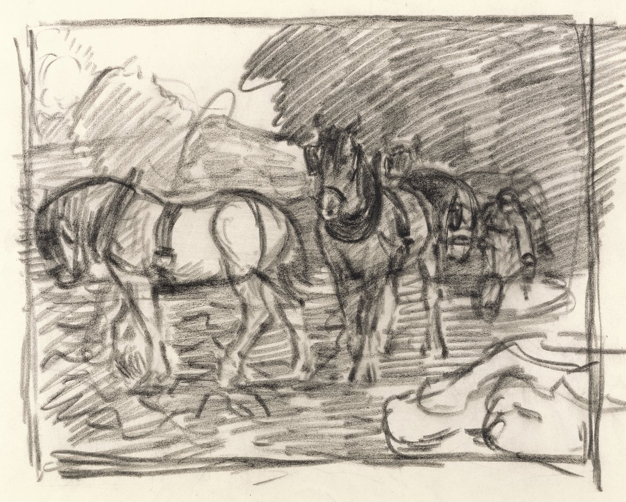 The Plowing Team ، c.1906 (قلم تلوين أسود على ورق) بواسطة روبرت بولهيل بيفان