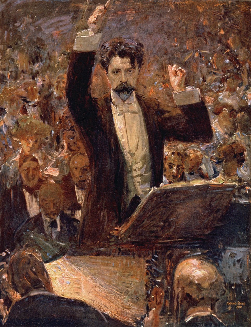 آرثر نيكيش (1855-1922) إجراء حفل موسيقي في Gewandhaus في لايبزيغ ، 1910 بواسطة روبرت ستيرل