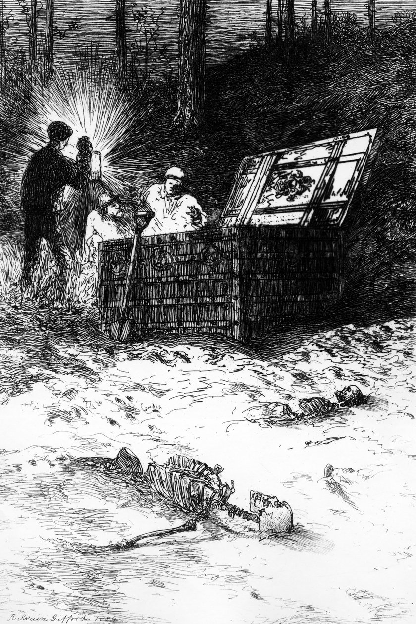 The Gold Bug ، توضيح للقصة إدغار آلان بو ، 1884 بواسطة روبرت سوين جيفورد