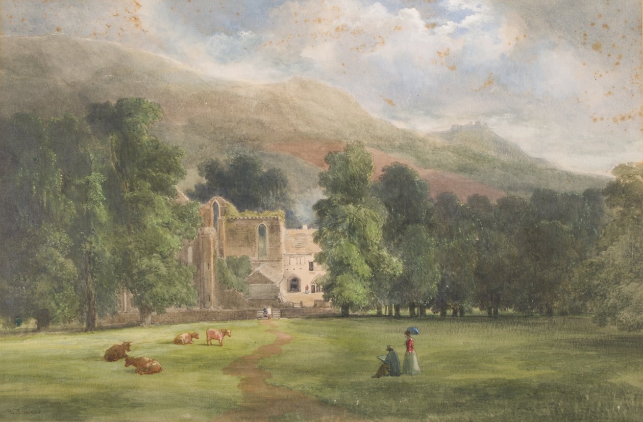 Valle Crucis أو Dinas Bran ، Llangollen ، 1872 (مرحاض على ورق) بواسطة روبرت تاكر باين