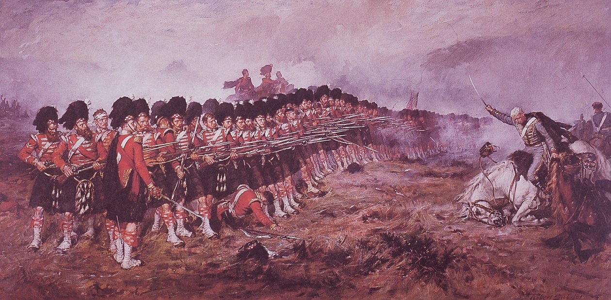 The Thin Red Line, the 93rd Highlanders stand firm before a Russian charge at the battle of Balaklava in 1854 بواسطة روبرت (بعد) جيب