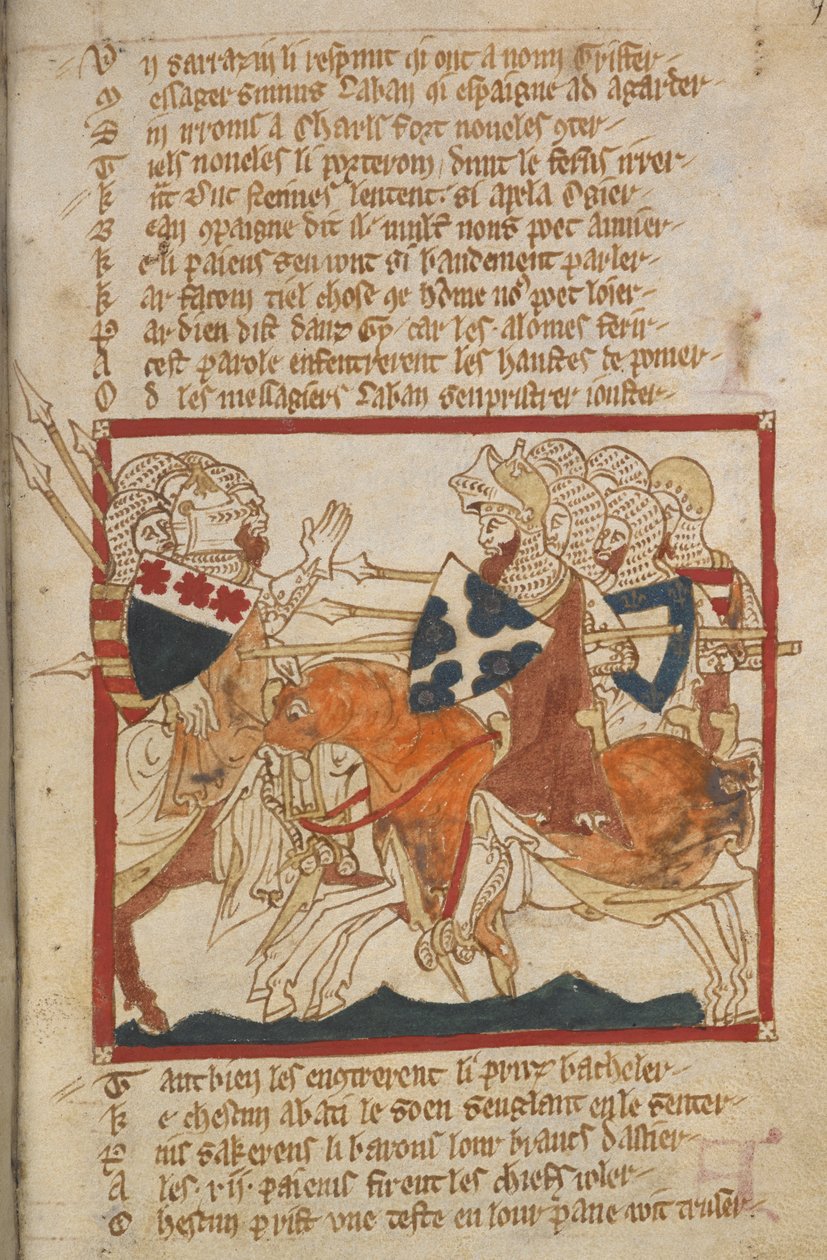 Egerton 3028 f.98 لقد هزموا المسلمون الذين أرسلوا لمقابلتهم ، رسم توضيحي من 