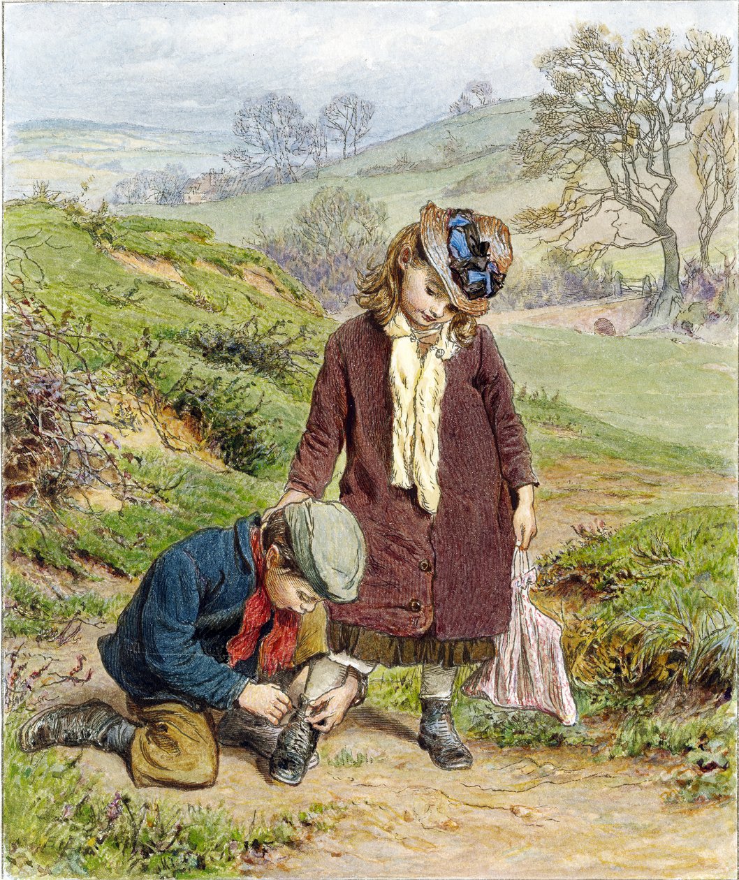الأخ يربط حذاء أخواته ، حانة. 1854 بواسطة روبرت بارنز