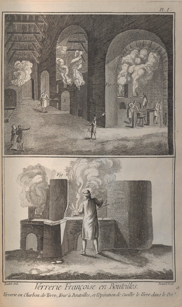 صناعة الزجاج. من Encyclopédie بقلم دينيس ديدرو وجان لو روند دالمبرت ، 1751-1765. بواسطة روبرت بينارد