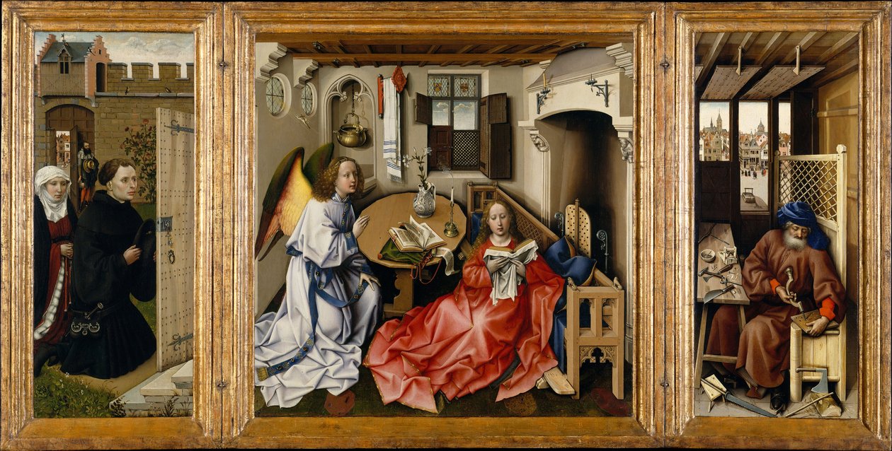 البشارة Mérode Altarpiece ، حوالي 1428-1432 بواسطة روبرت كامبين