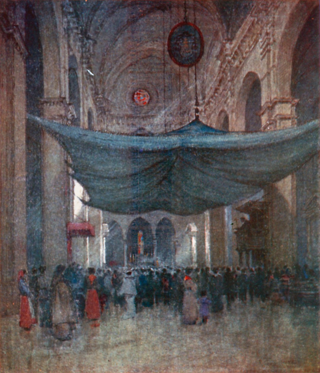 الجزء الداخلي لكاتدرائية سانتا ماريا ديل فيوري (ليثو ملون) بواسطة روبرت تشارلز جوف