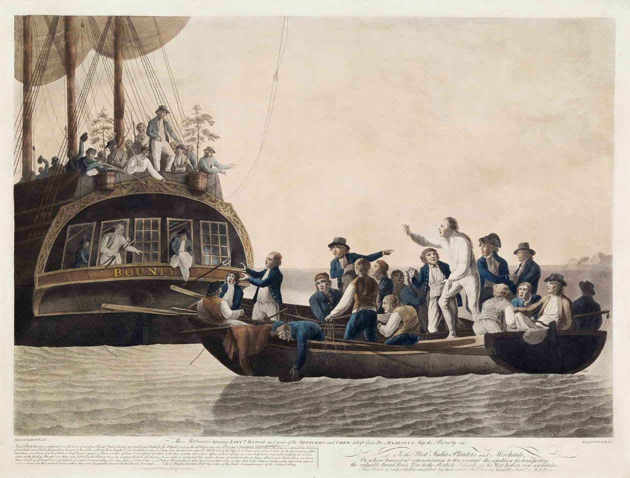 تحول المتمردون الملازم بليغ وجزء من الضباط وطاقم أدريفت ، 29 أبريل 1789 ، حانة. 1790 بواسطة روبرت دود