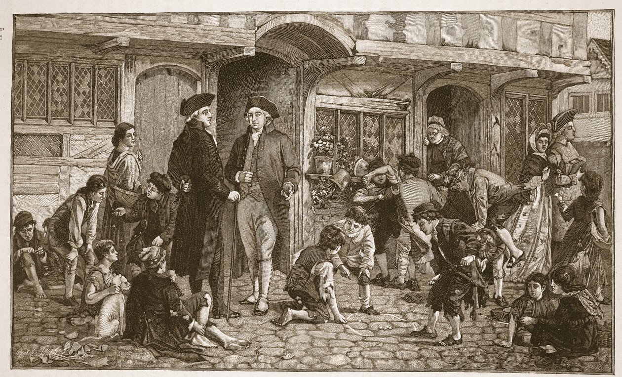 أصل مدارس الأحد: هير لين ، غلوستر ، 1780 ، صورة توضيحية من "كنيسة إنجلترا: تاريخ للشعب" بقلم HDM Spence-Jones ، حانة. ج .1910 (صورة بني داكن) بواسطة روبرت داولينج