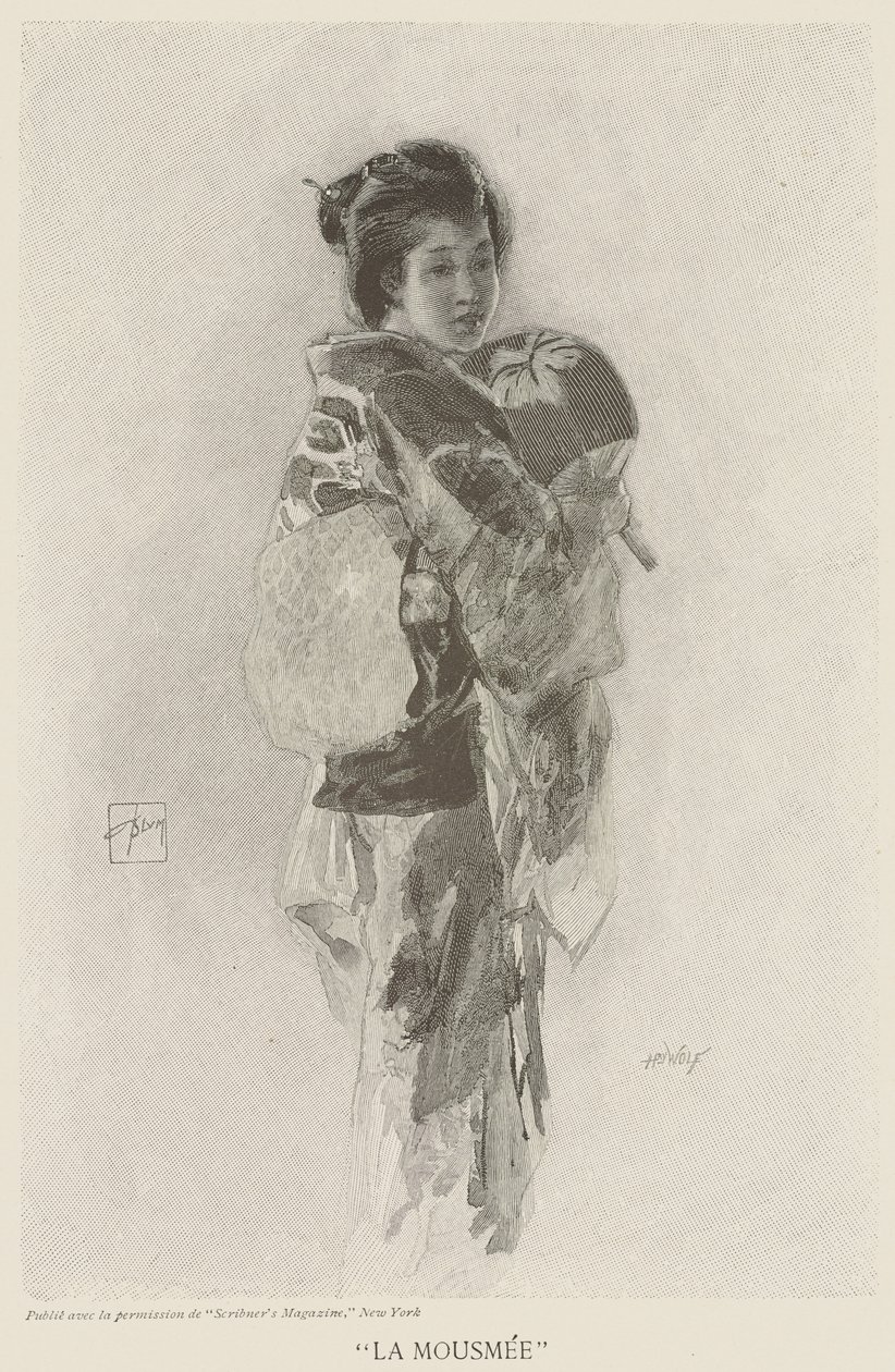La Mousmee ، رسم توضيحي من "مجلة Scribner" ، نقش بواسطة Henry Wolf (1852-1916) بواسطة روبرت فريدريك (بعد) بلوم