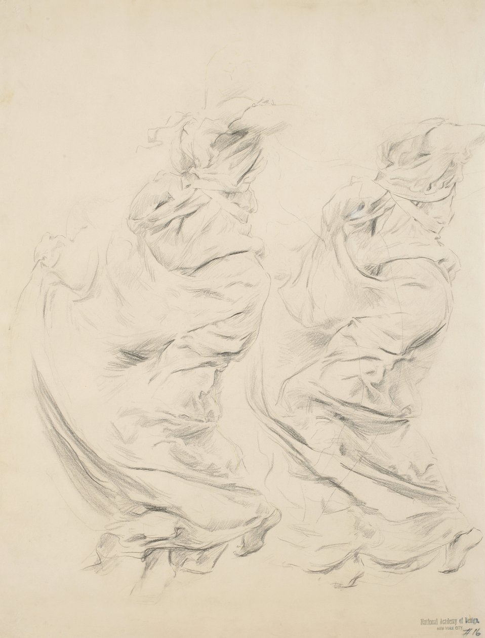 رسم تخطيطي للأقمشة ربما لمزاج موسيقى الجدارية ، 1893-95 (الجرافيت وقلم أصفر على ورق نسج برتقالي) بواسطة روبرت فريدريك بلوم