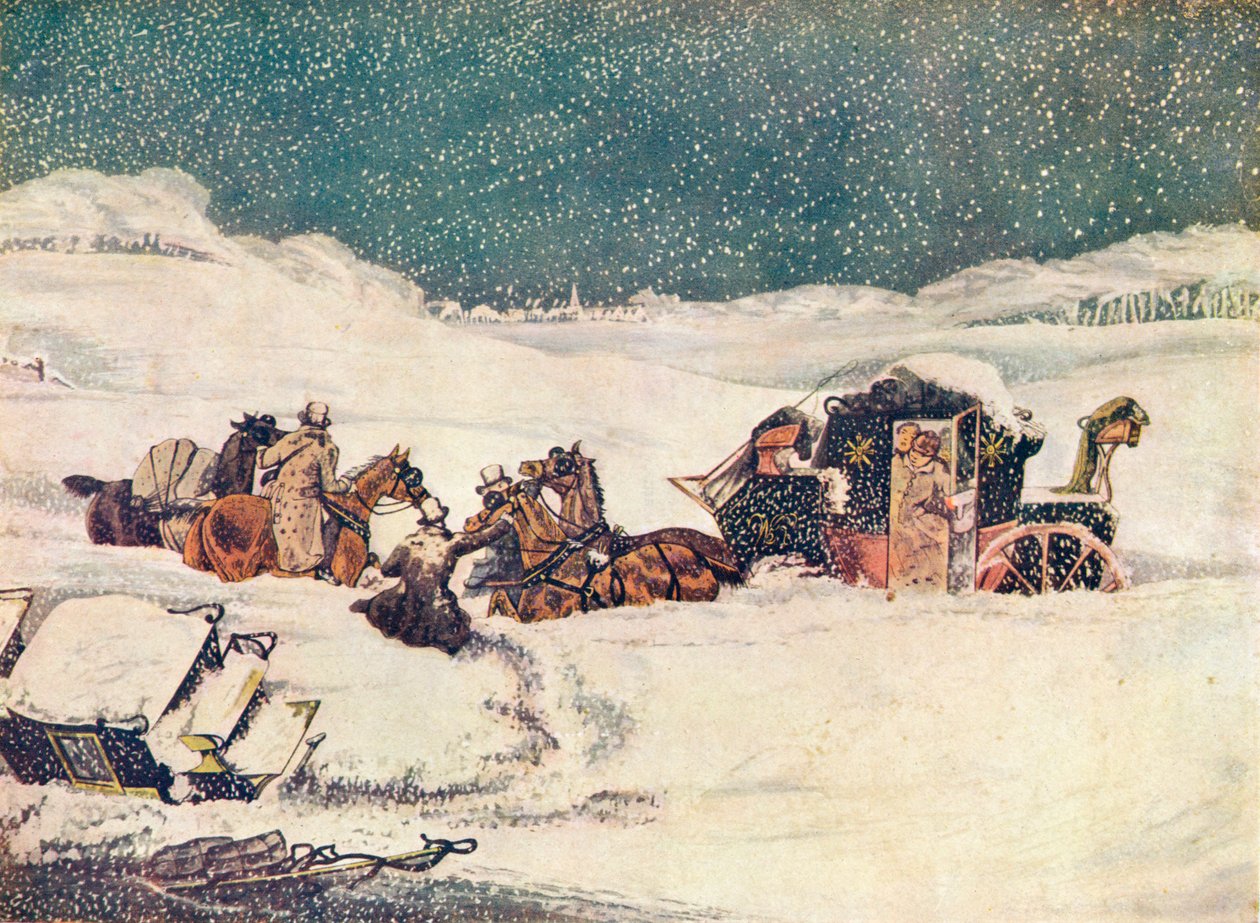 بريد برمنغهام بالقرب من أيليسبري ، يتقدم الحارس بانبوري مع الحقائب ، 1837 1907 بواسطة روبرت هافيل