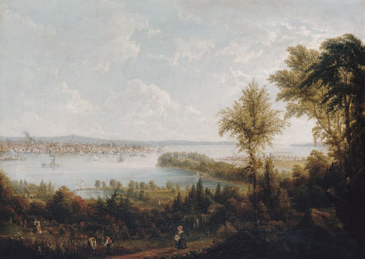منظر لخليج ومدينة نيويورك من Weehawken ، 1840. بواسطة روبرت هافيل