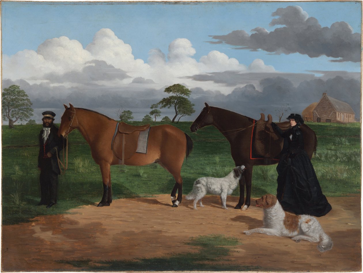 السيدة Adolphus Sceales مع Black Jimmie في محطة Merrang ، 1856 بواسطة روبرت هوكر داولينج