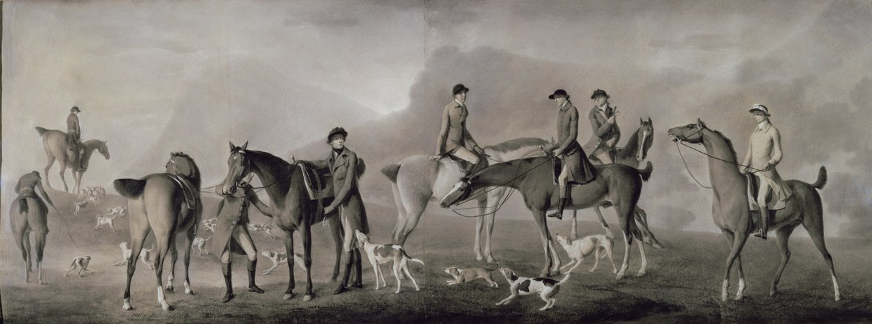 توم كونولي من Castletown Hunting مع أصدقائه ، 1769 (باستيل ، طباشير و غواش على ورق) بواسطة روبرت هيلي