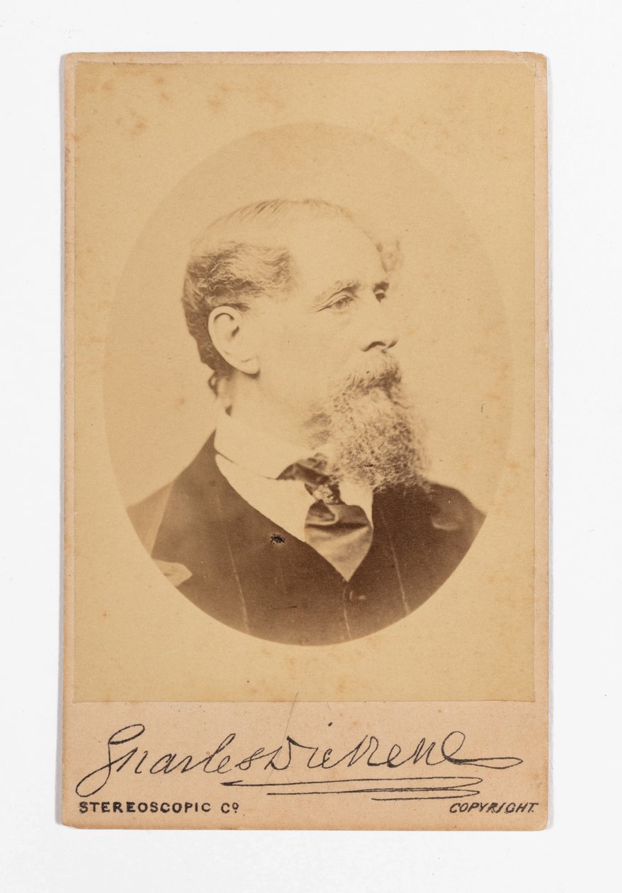 Carte de visite لتشارلز ديكنز مع توقيع ديكنز بواسطة روبرت هندري ميسون