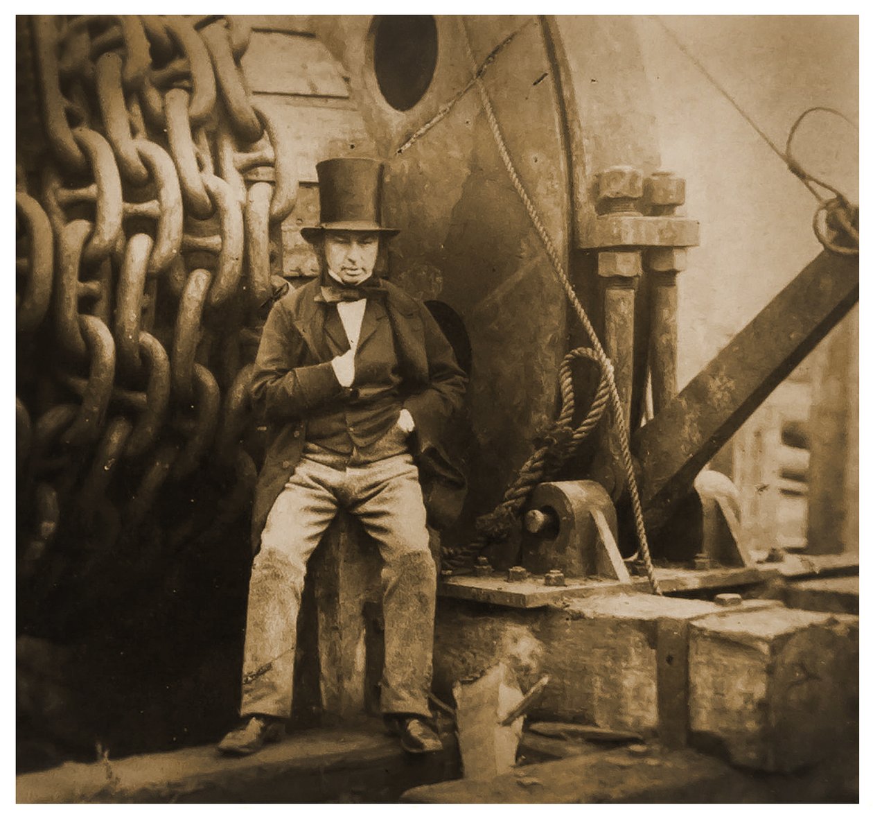 Isambard Kingdom Brunel من خلال سلاسل إطلاق SS Great Eastern ، 1857 بواسطة روبرت هوليت