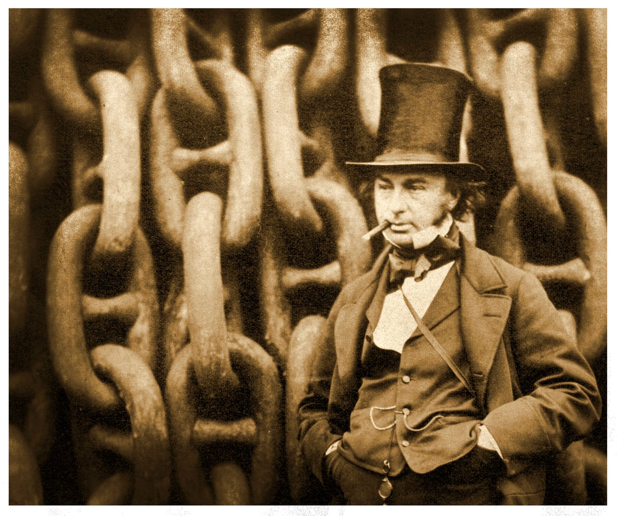 Isambard Kingdom Brunel من خلال سلاسل إطلاق SS Great Eastern ، 1857 بواسطة روبرت هوليت