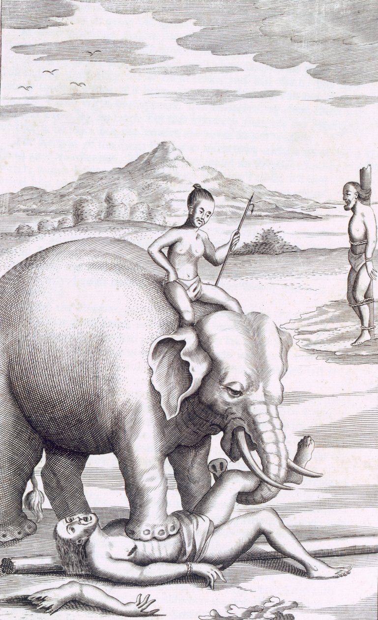إعدام من قبل فيل ، حانة. 1681. بواسطة روبرت نوكس