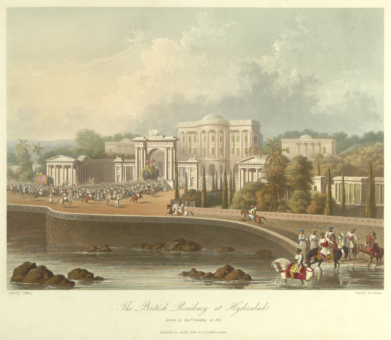 الإقامة البريطانية في حيدر أباد ، رُسمت عام 1813 بواسطة روبرت ميلفيل جريندلاي