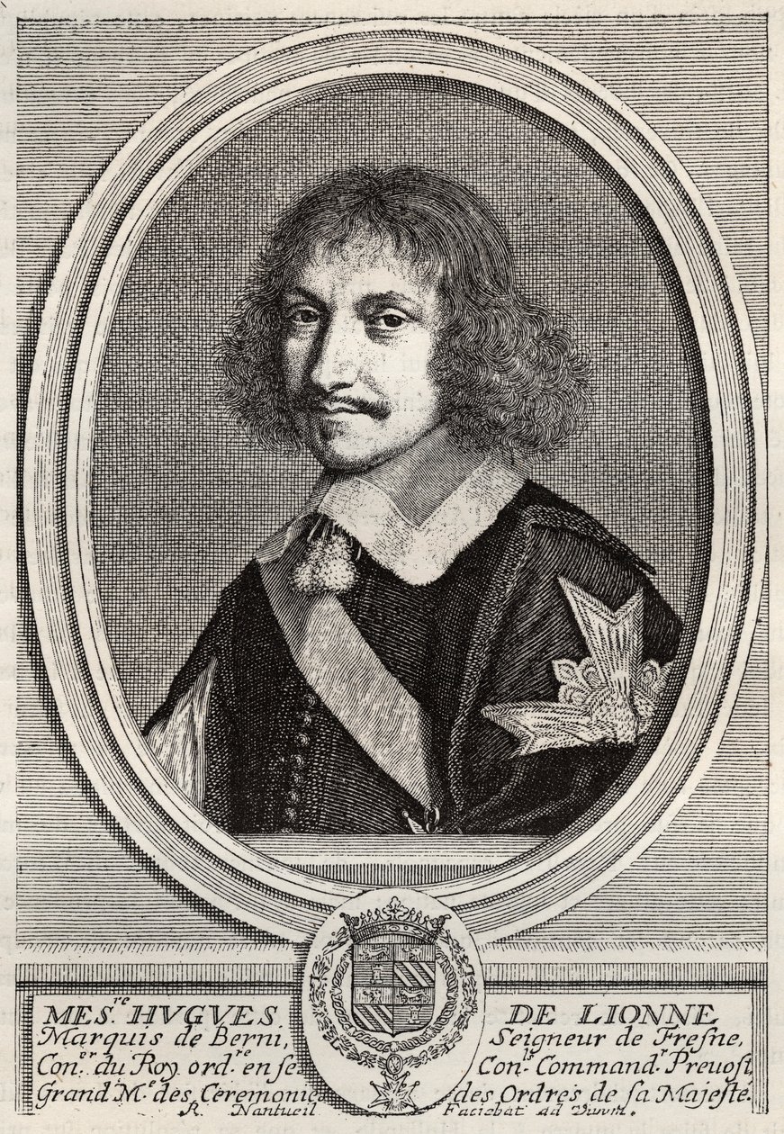 كان هوغو دي ليون (1611 - 1671) ، ماركيز دي فريسنس ، لورد بيرني ، دبلوماسيًا ووزير دولة في عهد لويس الرابع عشر. نقش روبرت نانتويل. مجموعة خاصة. بواسطة روبرت نانتويل