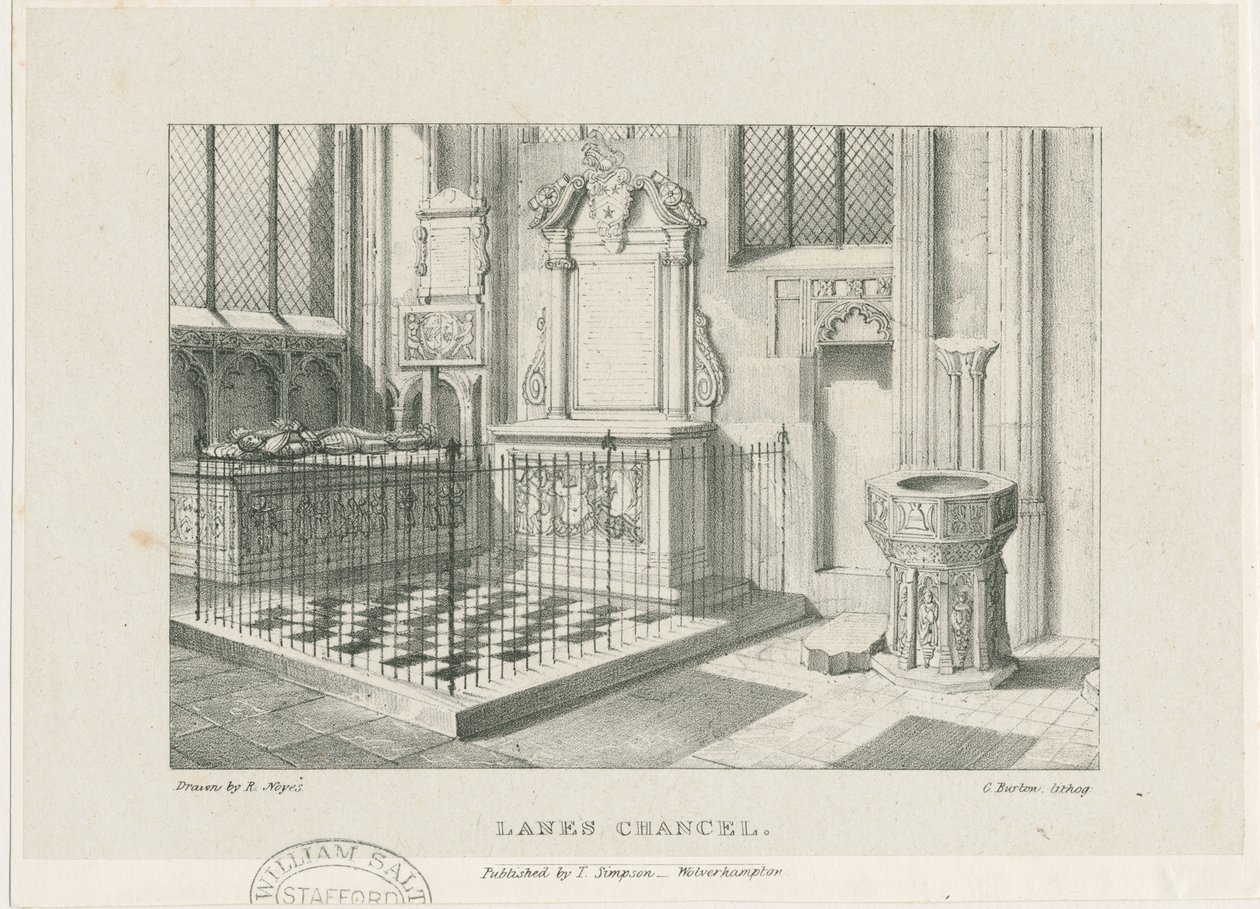 ولفرهامبتون - "Lanes Chancel" في كنيسة القديس بطرس: الطباعة الحجرية ، nd [عام 1844] (طباعة) بواسطة روبرت نويز