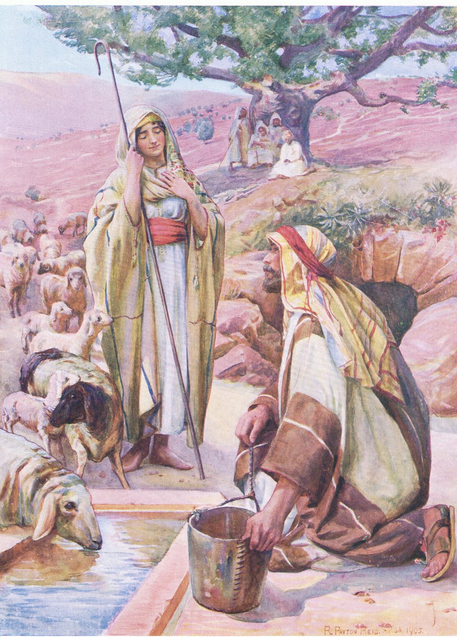 راشيل في البئر ، من كتاب مصور الكتاب المقدس الذي نشره توماس نيلسون ، ج 1950 بواسطة روبرت بايتون ريد