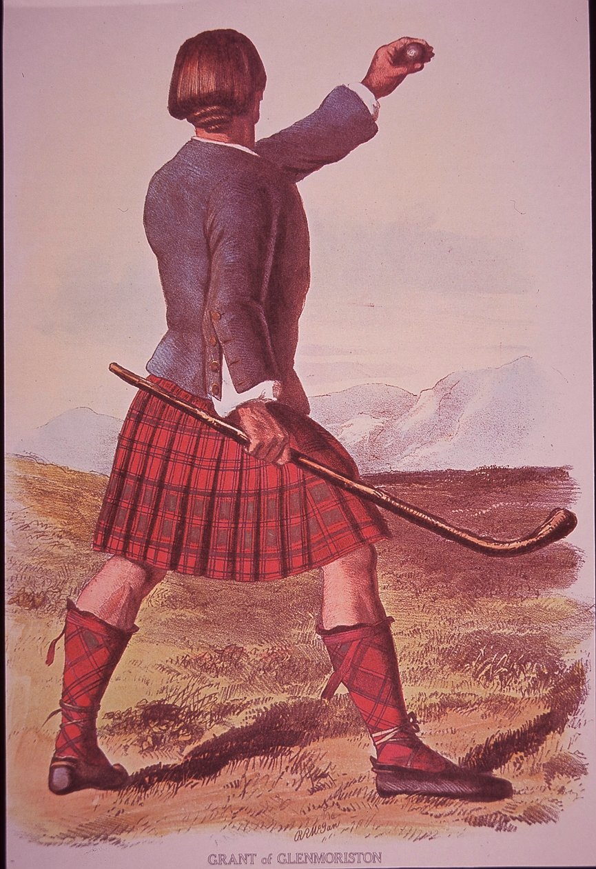 Clansman of Grant of Glenmoriston يلعب دور shinty (لون ليثو) بواسطة روبرت رونالد (بعد) McIan