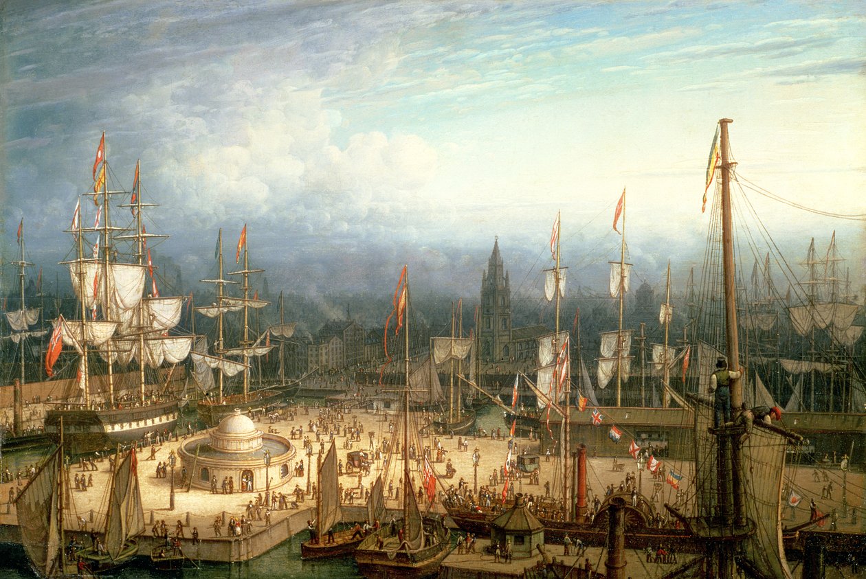 سفينة كليبر ذات أربع أعمدة في ميناء ليفربول ، c.1810 بواسطة روبرت سالمون