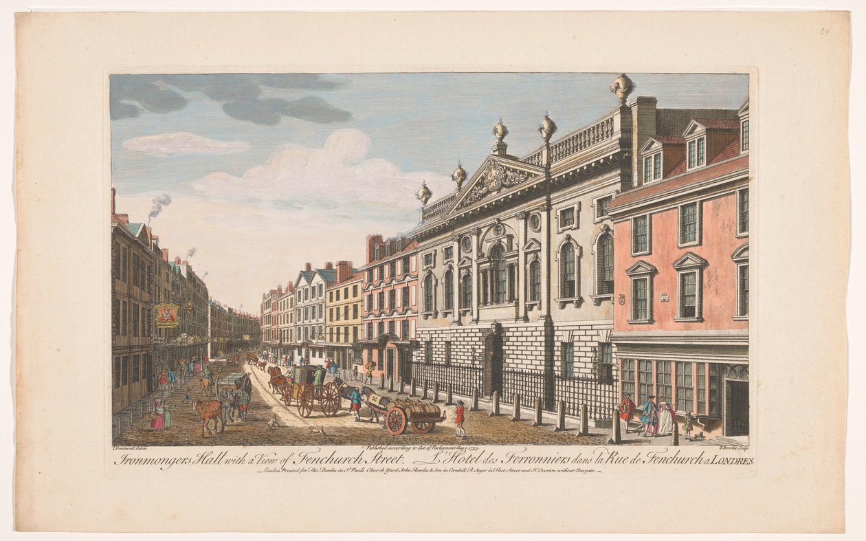 منظر لقاعة تجار الحديد في شارع Fenchurch في لندن قاعة Ironmongers مع إطلالة على شارع Fenchurch (العنوان على الكائن) لندن (عنوان المسلسل) بواسطة روبرت ساير