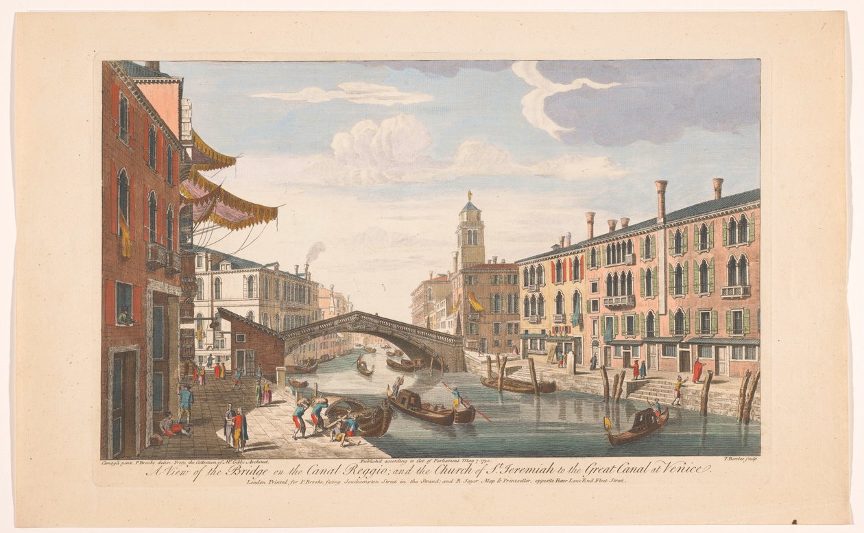 Gezicht op de Ponte delle Guglie over de Canale di Cannaregio te Venetië منظر للجسر على قناة ريجيو ؛ وكنيسة القديس إرميا إلى القناة الكبرى في البندقية (العنوان على الكائن) Veneti (عنوان المسلسل) بواسطة روبرت ساير