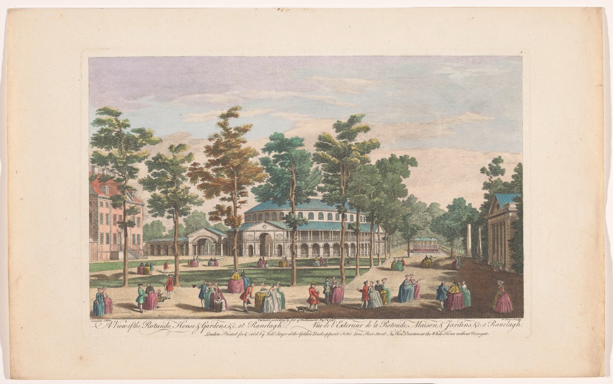 منظر لروتوندا في حدائق رانيلا في لندن منظر على Rotundo ، House ، & Gardens ، & c. في Ranelagh (العنوان على الكائن) حدائق رانيلا وحدائق فوكسهول (عنوان السلسلة) بواسطة روبرت ساير