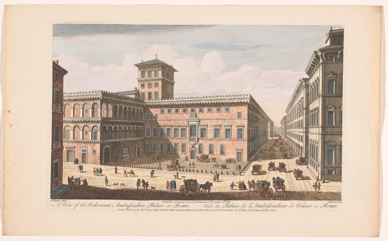 Gezicht op het Palazzo Venezia te Rome منظر لقصر سفراء البندقية في روما (العنوان على الكائن) روما (عنوان المسلسل) بواسطة روبرت ساير