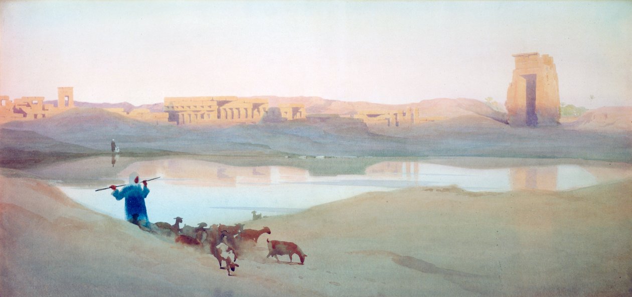 "البحيرة المقدسة ، الكرنك" ، مصر ، حوالي عام 1900 بواسطة روبرت تالبوت كيلي