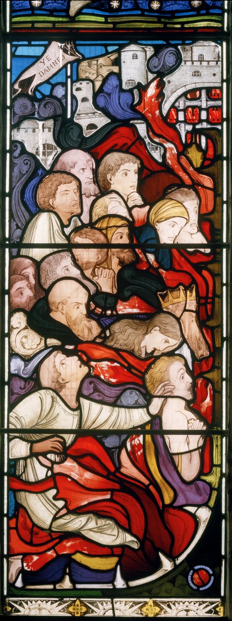 أيها اللعين ، التفاصيل من The Last Judgement ، c.1864 (زجاج ملون) بواسطة روبرت تورنيل باين