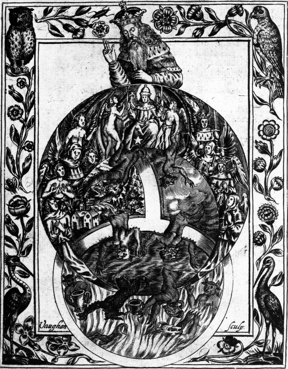 التسلسل الهرمي للكنيسة ، من "Theatrum Chemicum Britannicum" للكاتب إلياس أشمول ، 1652 بواسطة روبرت فوغان