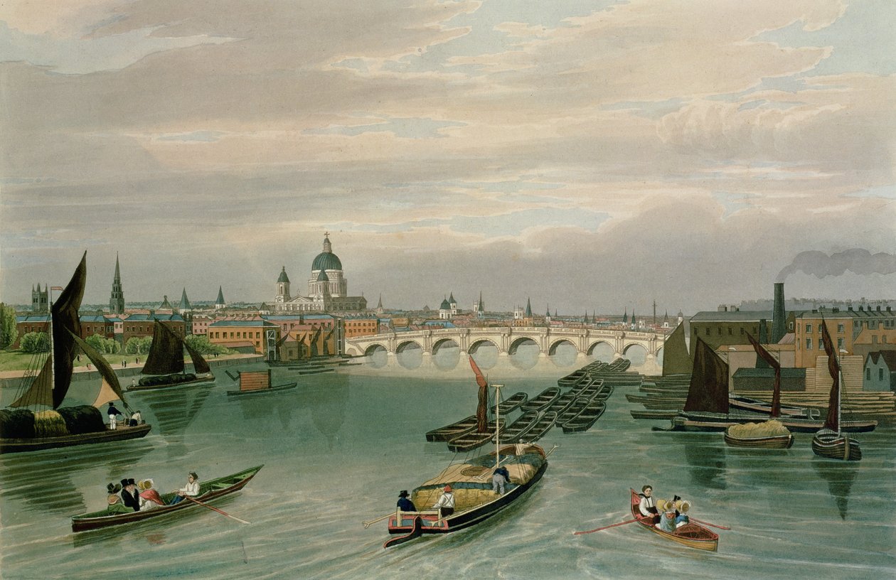 منظر لجسر بلاكفرايرز وحانة القديس بولس. 1820 شركة Colnaghi und Co. بواسطة روبرت الأكبر والأصغر هافيل